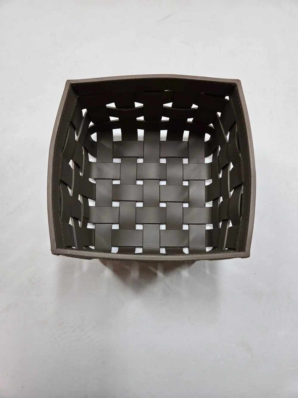 QUINCE Set Of 3 Recycled Woven Leather Baskets Brown 9343